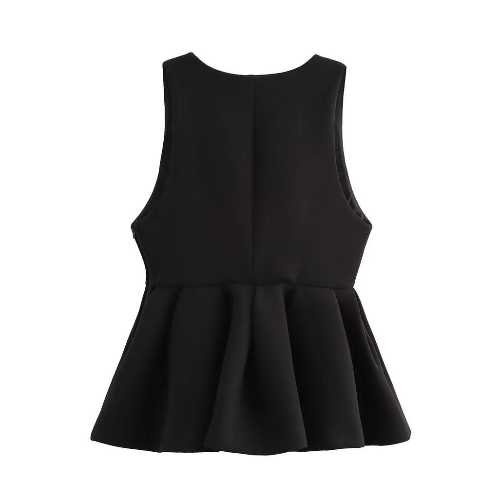 2025 Spring Women's V-Neck Slim Top & Pleated Midi Skirt Set