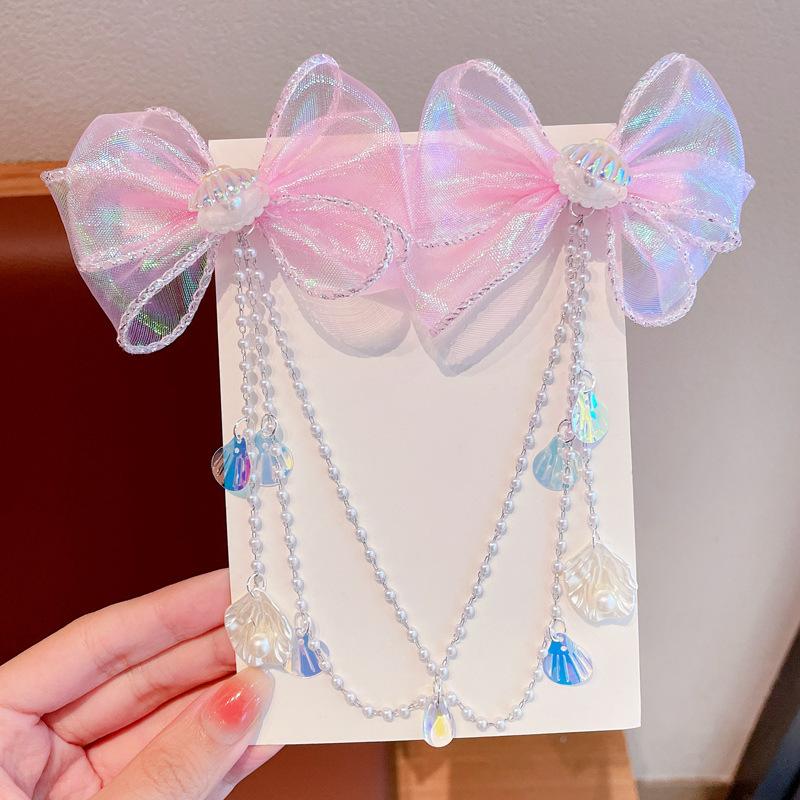 Mermaid Hairpin Children's Princess Headdress Bow New High-end Head Chain Girls' Clip Treasure Hair Accessories