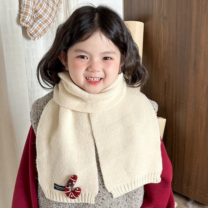 Red Christmas New Scarf For Children Student Winter Cute Cartoon Warm Thickened Knitted Scarves Girls Boys Scarf New Gift