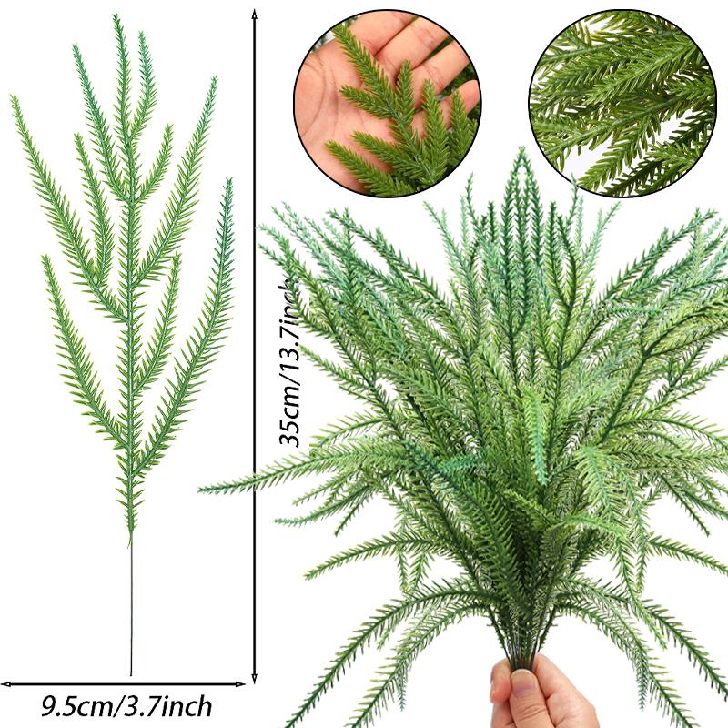 

5/30x Real Touch Artificial Norfolk Pine Branches Faux Cedar Stems DIY Garland Christmas Tree Easter Home Green Pine Decoration 5PCS зелёный