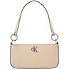 Calvin Klein Classic Minimalist Metal Letter Zipper Underarm Mixed Material Shoulder Bag Medium Women Bags Almond-Yellow DH3237-5FZ