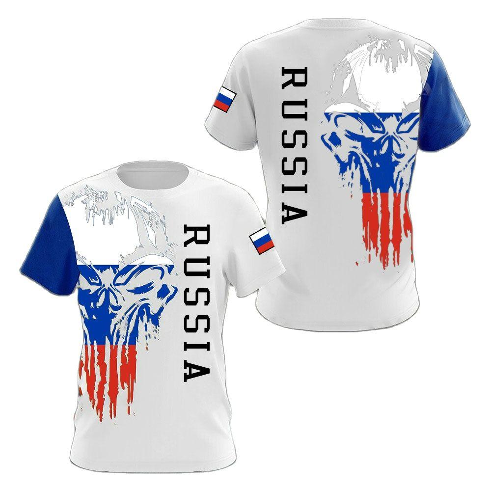 Russian Flag Military Graphic 3D Printing Summer Men's Tough Guy Style Casual Sports Loose Round Neck Short Sleeve T-shirt Tops