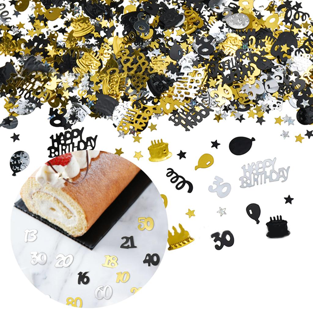 Black and Gold Confetti Birthday Party Confetti Table Decoration 18/20/30/40/50/60/70th Anniversary Party Decoration