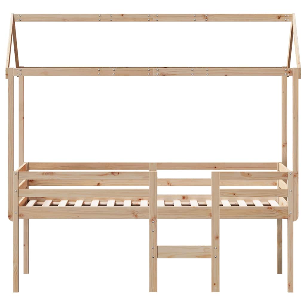 High Bed with Roof 80x200 cm Solid Pine Wood