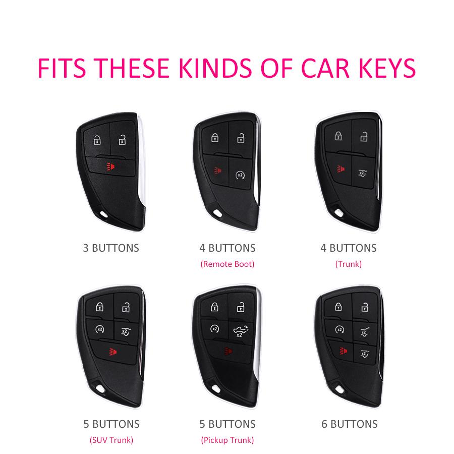 2x Silicone Car Key Fob Cover Case Keychain For Chevrolet Silverado 1500 2500HD 3500HD Tahoe Suburban GMC Sierra EV Canyon Yukon
