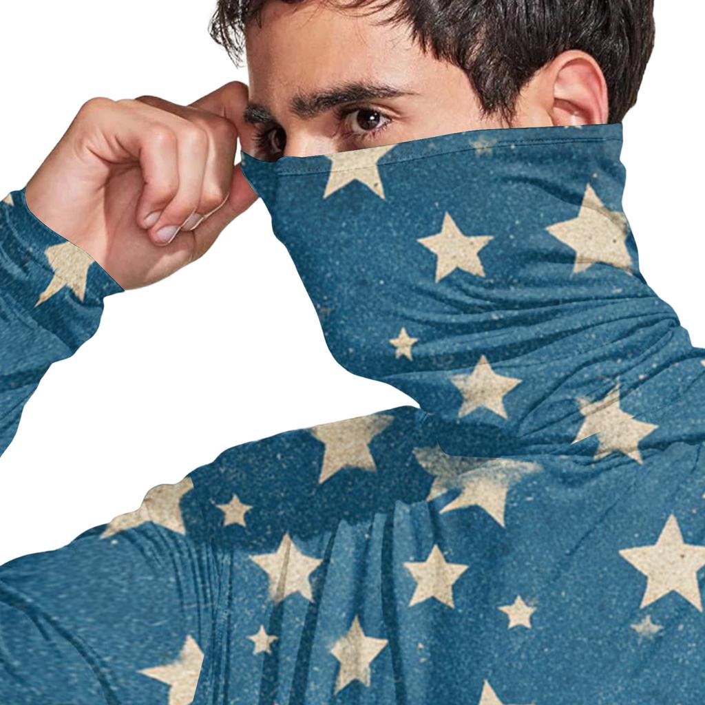 Men's Casual Tie-Dye Printed Hoodie Long Sleeve Sun Protection Top Lightweight Breathable Pullover with Hood for Outdoor Activities