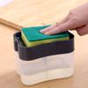 1Set Dish Soap Pump Dispenser and Sponge Holder, Metallic Silvery for Kitchen Sink, With Sponge