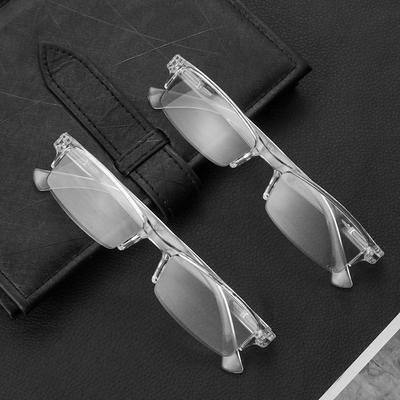 Transparent Silver Resin Lens Reading Glasses Flat Mirror Eyewear Presbyopic Glasses Plastic Frame