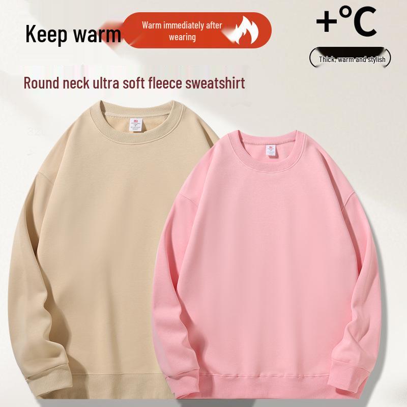 16-kleurige geborstelde katoenen fleece ronde hals casual hoodie voor koppels