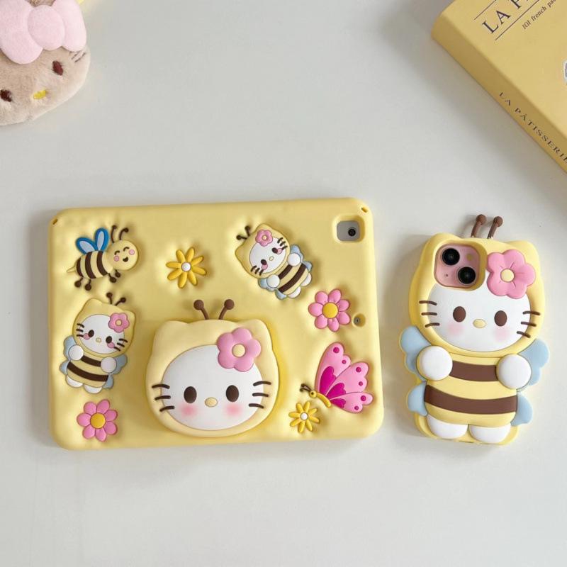 

Apple iPad 10 Silicone Protective Case with Retractable Stand, Anti-Drop, Mini 6, Cute Bee Design Mini 6