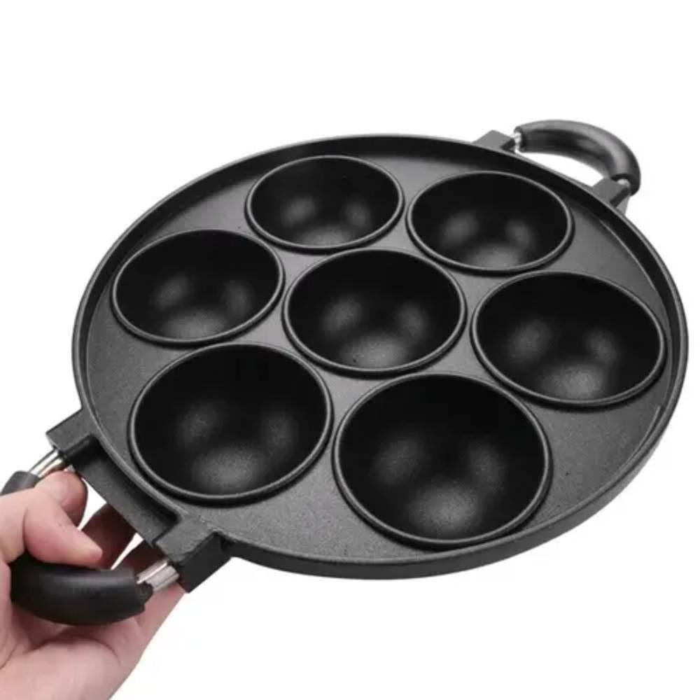 Anti-scald Handle Takoyaki Maker Aluminum Cake Ball Plate Grill Pan 7-Hole Cake Cooking Pan Scones
