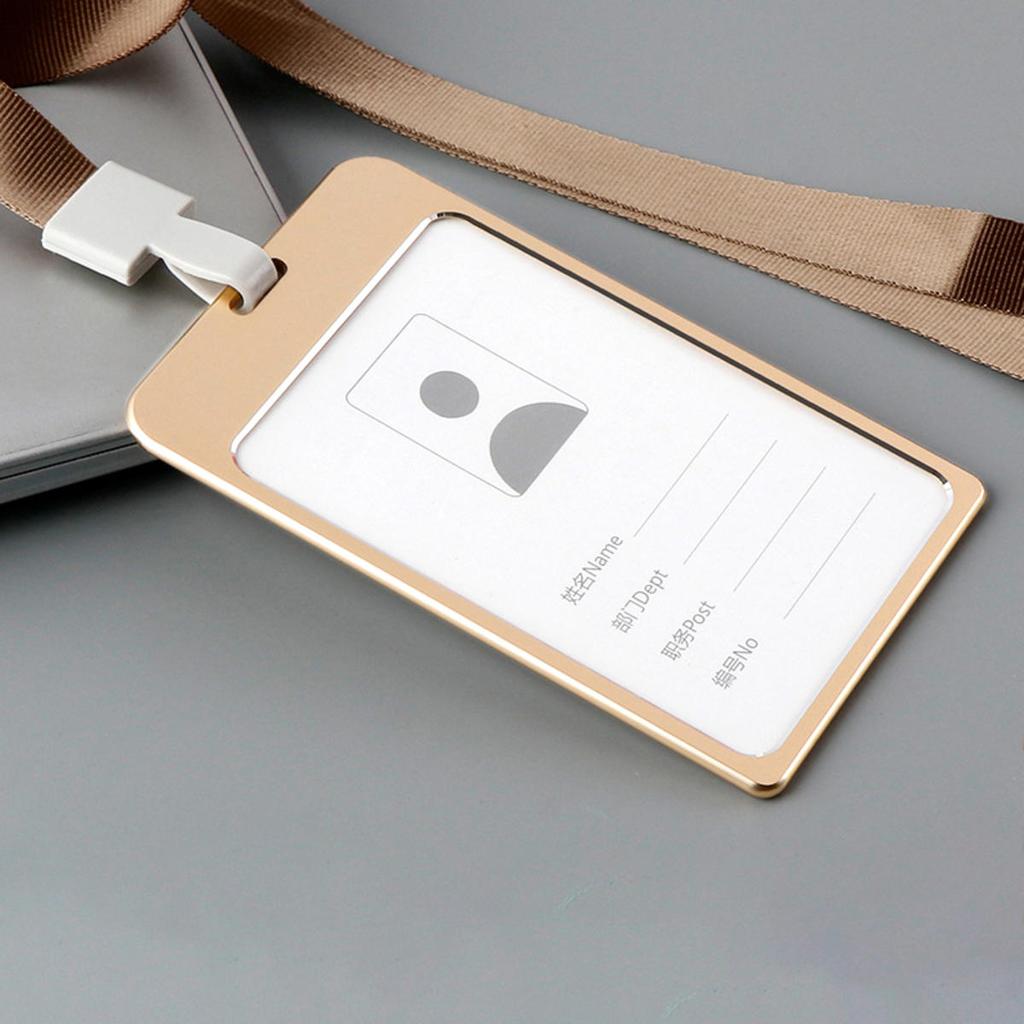 Fashion Card Cover Women Men Aluminum Alloy Work Name Card Holders Business Badge Lanyard Holder Metal Bags Case