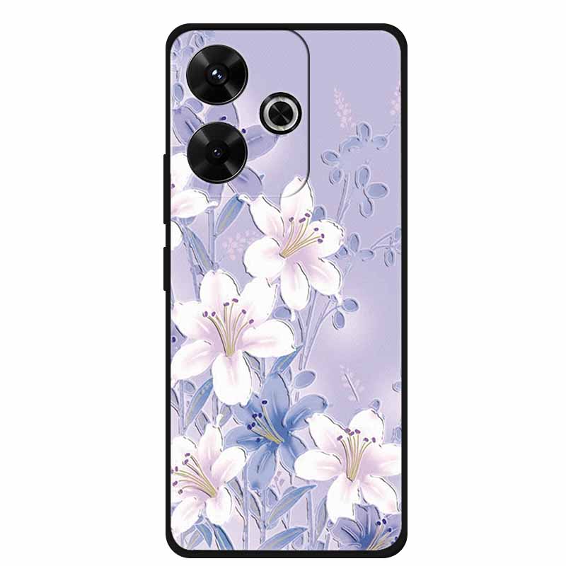 3D Embossed Case For Xiaomi Poco M6 4G Phone Case M 6 Plus Flowers Silicone Soft Coque For Xiaomi Redmi 13 13x Back Cover Case
