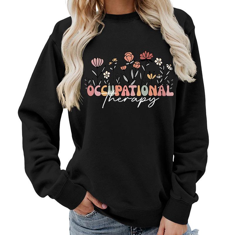 Women's Round Neck Printed Hoodie - Autumn/Winter Outerwear