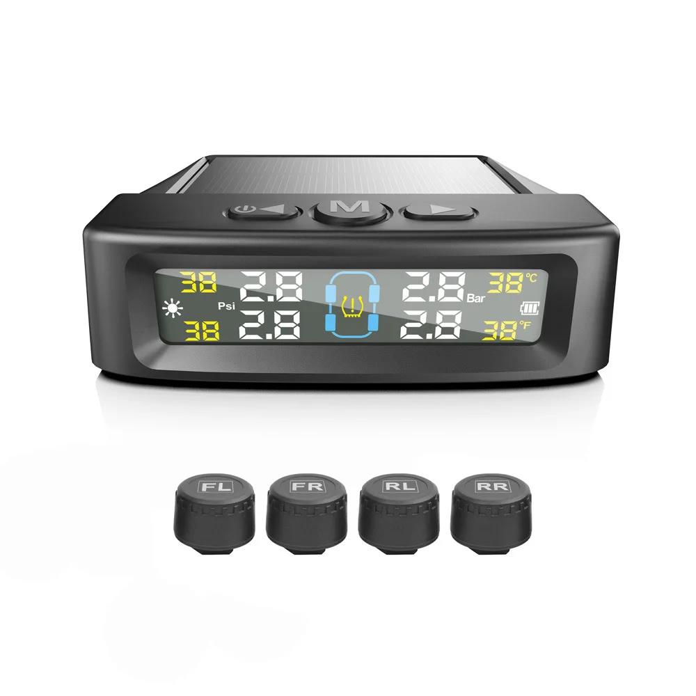 Tire Pressure Monitoring System Car Safety Alarm Wireless Solar/USB Powered 4/6 Sensors Color Digital Display For Caravan TruckTire Pressure