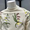 Modemarke Personalisierter floral bestickter Pullover für Herren im Winter Verdicktes warmes Oberteil Rundhalsausschnitt Langärmlig