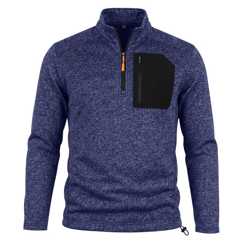 Men Casual Quarter Zip Fleece Sweatshirt Stand Collar Long Sleeve Pullover Outdoor Workout Daily Tops