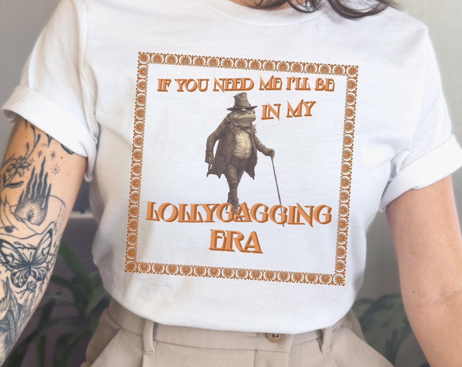Funny Frog Graphic T-Shirt: Retro Lollygagging Tee L