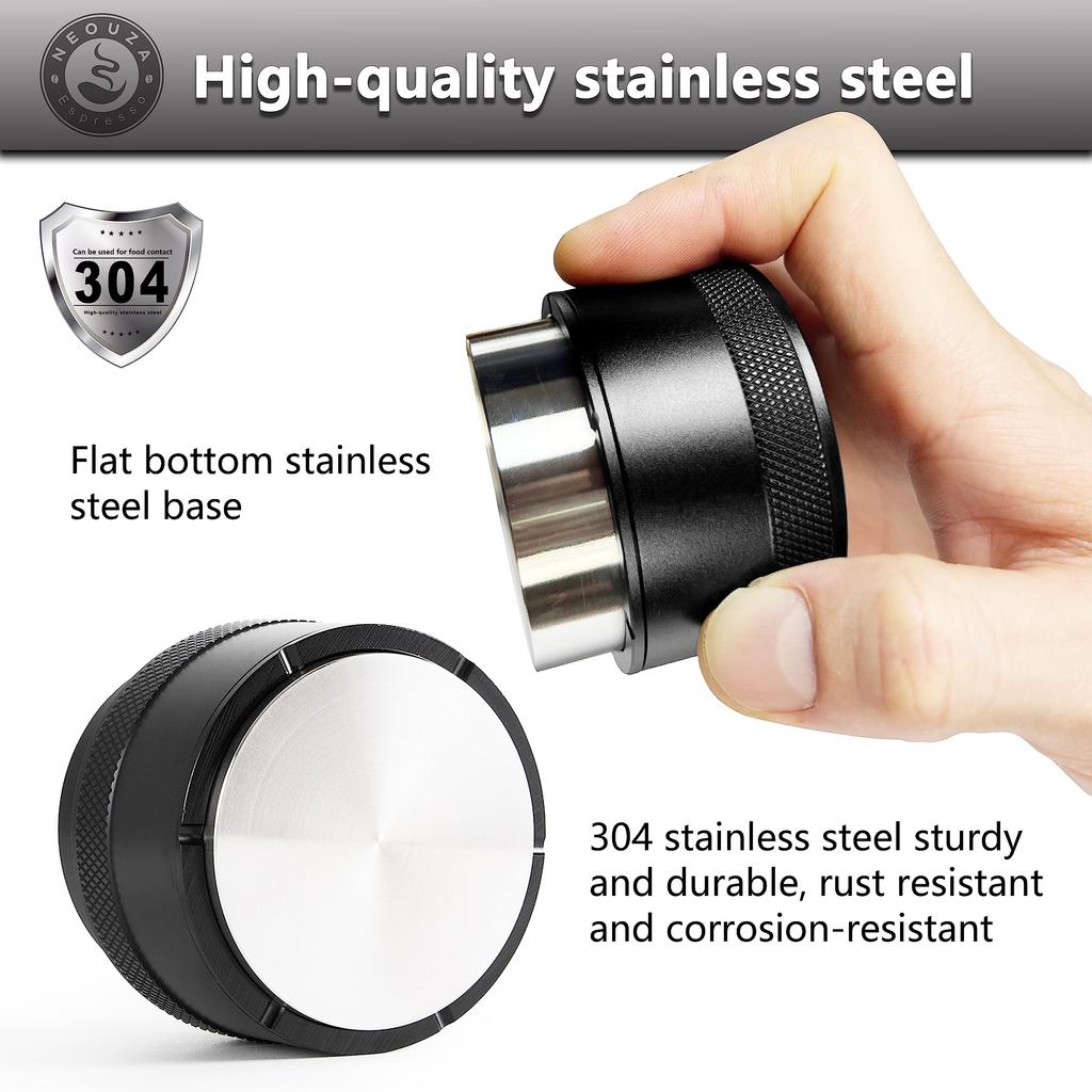 NEOUZA 49mm Coffee Palm Tamper, Barista Leveler with Built-in Spring, Stainless Steel, for Espresso Machine Portafilters