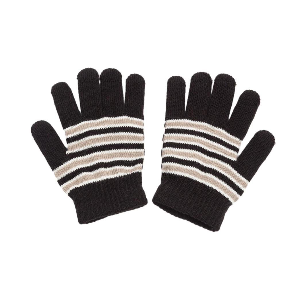 Kids Striped Pattern Gloves Full Finger Warm Mittens Stretchable Windproof Mittens for Kids Cycling Skiing Supplies