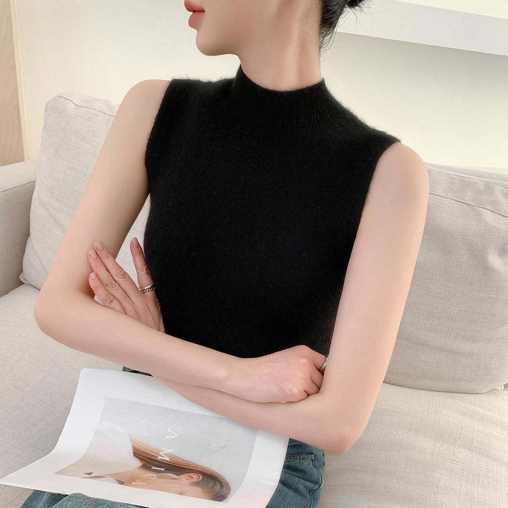 2025 Women's High Neck Sleeveless Cashmere Vest - Slimming Autumn/Winter Base Layer
