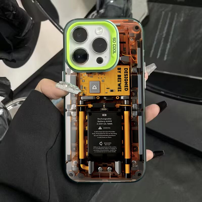 Advanced Circuit Board Electroplate Silver IMD Phone Case For iPhone 16 15 14 13 12 11 Pro Max 7 8 16 Plus 16E SE X XS XR Cover