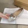 Moda 2024 Nuevos Zapatos de Salón con Lazo de Diseño para Mujer Moda Zapatos Planos de Cuero Brillante para Mujer Baile Ballet Fiesta Baile Nupcial Boda