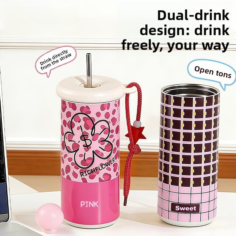 Mini Insulated Cup - Gift Water Cup for Girls with High Appearance Standards - Large Capacity, Portable with Handle Water Bottle