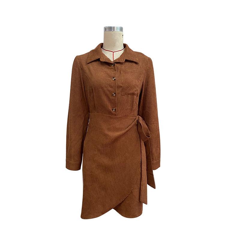 Autumn and Winter Women's Dress Corduroy Temperament Elegant Dresses