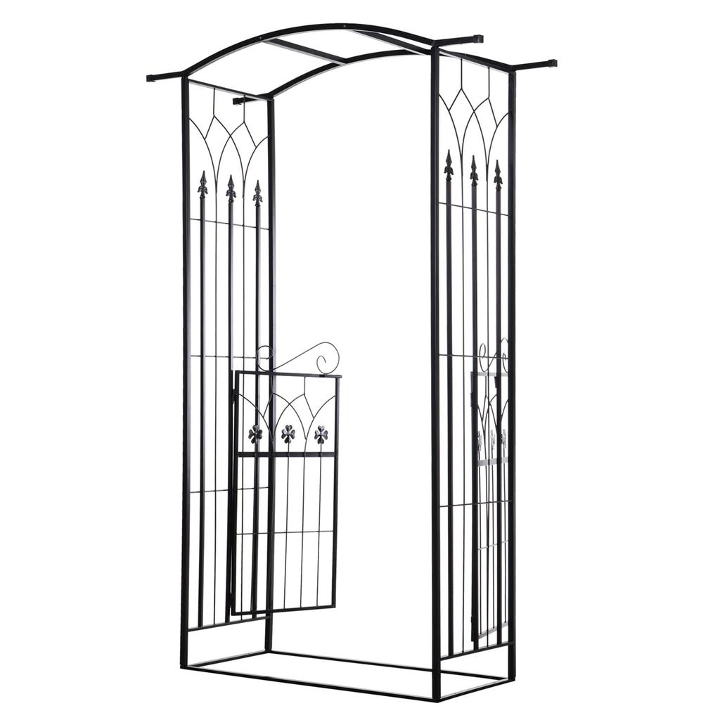 Garden Outdoor Entrance Arch with Door Outdoor Patio Decoration for Rose Trellis Arbour Climbing Plant 131L X 49W X 200Hcm