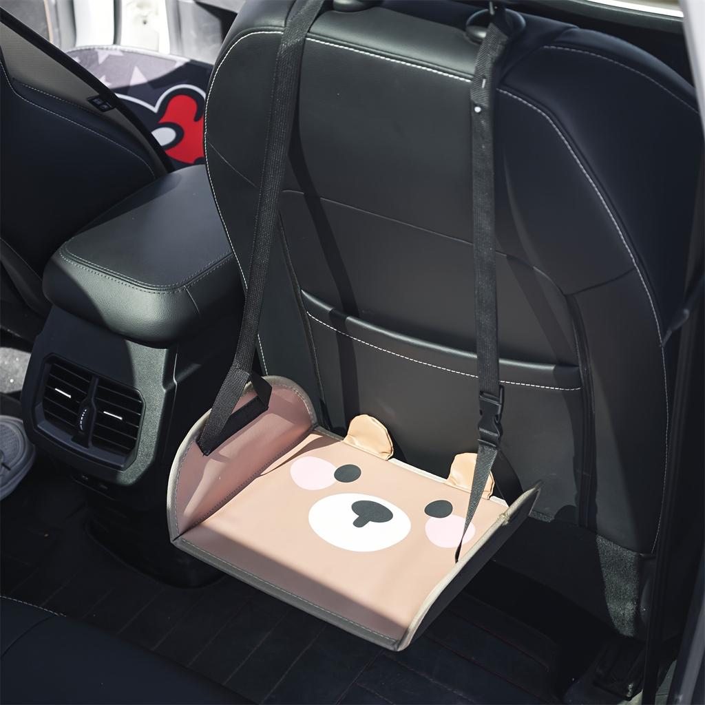 1pc Portable Brown Bear Car Seat Footrest, Adjustable Strap | Adorable Cartoon Style Footstool for Travel and Office Comfort