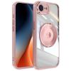 For iPhone 16e Magnetic Case PC+TPU Phone Cover with Rotating Metal Kickstand,Lens Protector