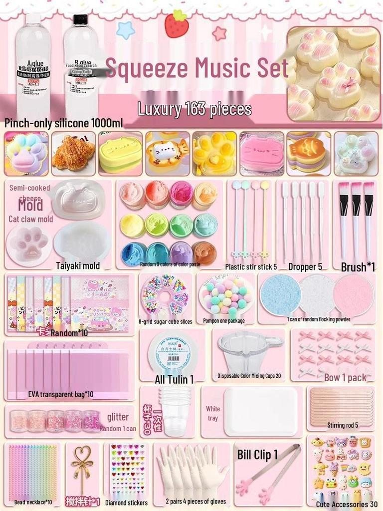 DIY Silicone Mold Stress Relief Toy Set: Music-Inspired Handmade Pinch Mud for Girls