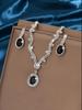 Rhinestone Teardrop Tassel Necklace & Earrings Set: Elegant European-American Light Luxury Clavicle Chain for Women