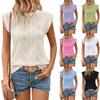 2025 Summer Women's Jacquard Round Neck Short Sleeve Loose T-shirt Vest