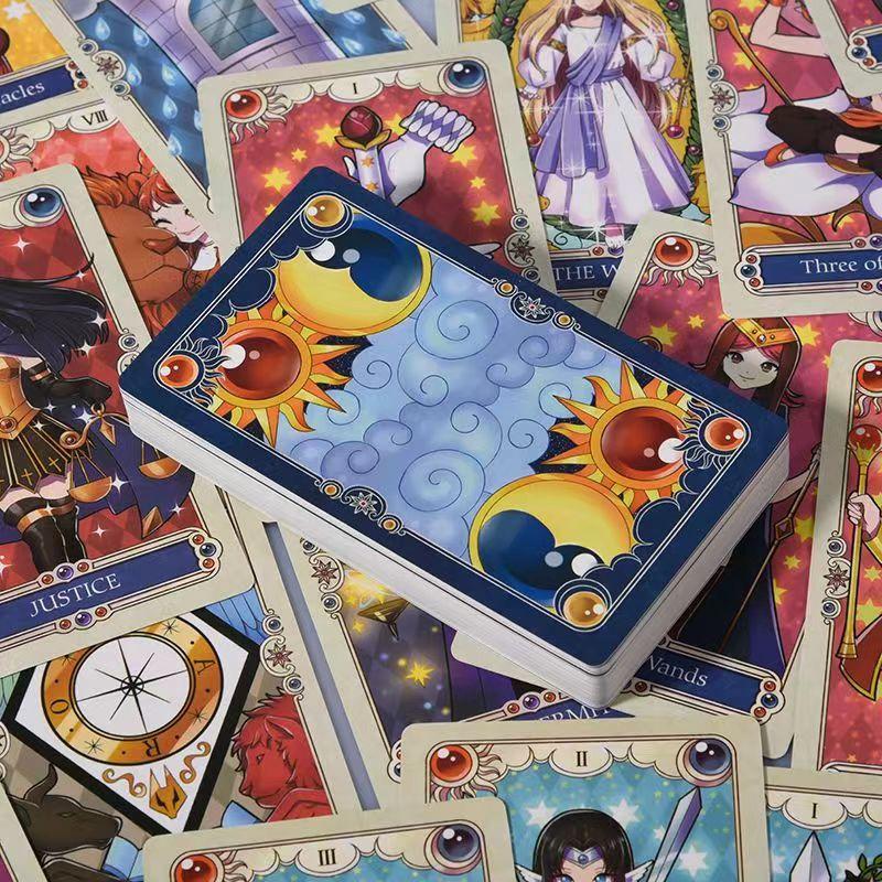 Japanese Anime Tarot 78 Pcs Cute Tarot Cards Cartoon Illustrations Packed In Rigid Box with Guidebook for Beginners 12*7cm