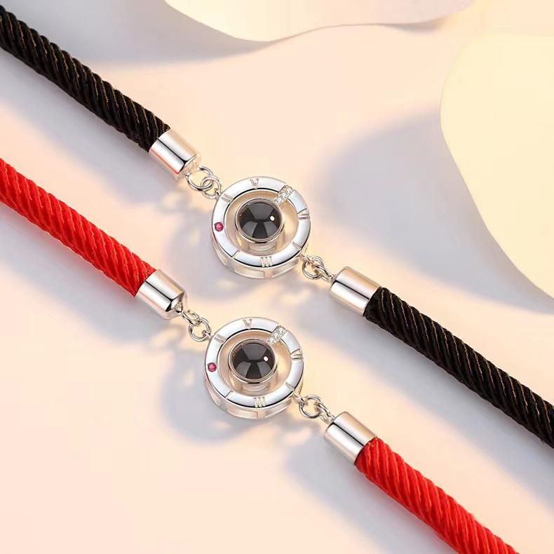 I Love You Projection Bracelet Ribbon Bracelet 100 Languages Fashion 1PC Red Valentine's Day  Handmade