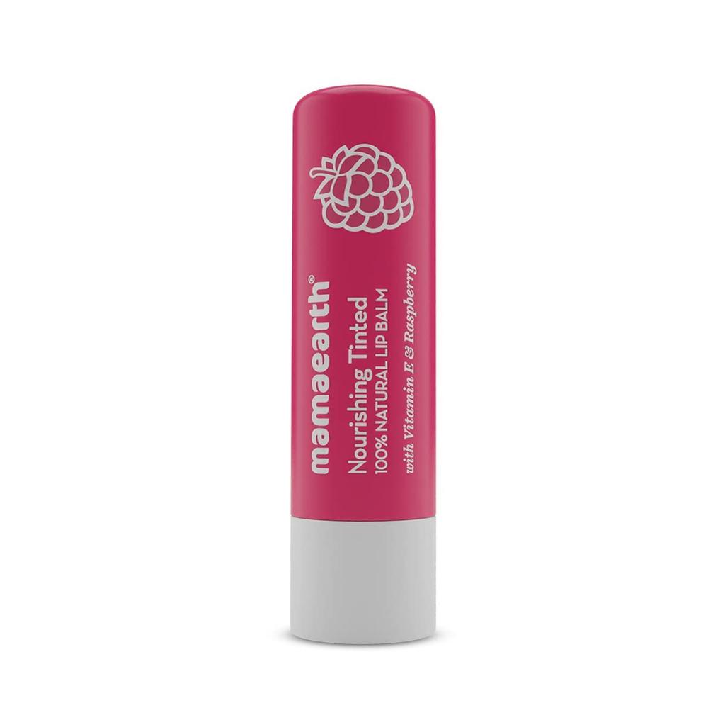 Mamaearth Nourishing Tinted Natural Lip Balm With Vitamin E Raspberry 4 G 12-Hour Moisturization