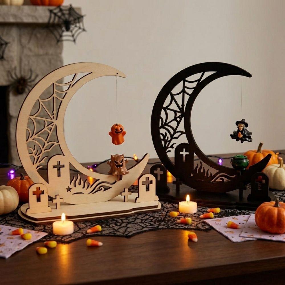 Dark Style Halloween Witch Magnetic Swing Figurine Ghost Hanging Table Ornament  Window Display