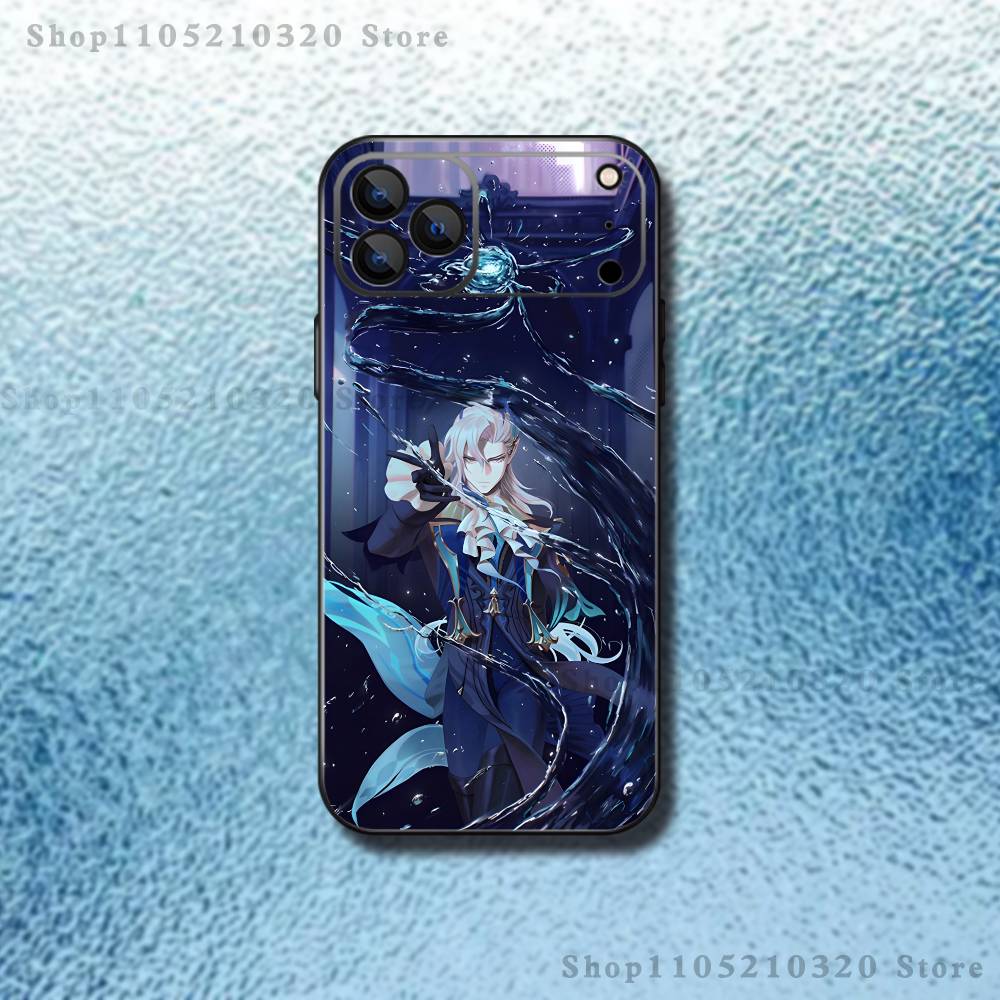 Genshin Impact N-Neuvillette Phone Case For iPhone 17,16,15,14,13,12,11,Pro,Max,Plus,E,SE4,Air,Mini Black Soft Funda