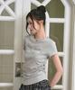 THE GREEN LAB Studded Graphic Shirred Short Sleeve Tee [Melange Gray]