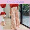 Spring European Streetwear Set With Floral Print Polyester Blouse And Wide Leg Pants For Casual Women