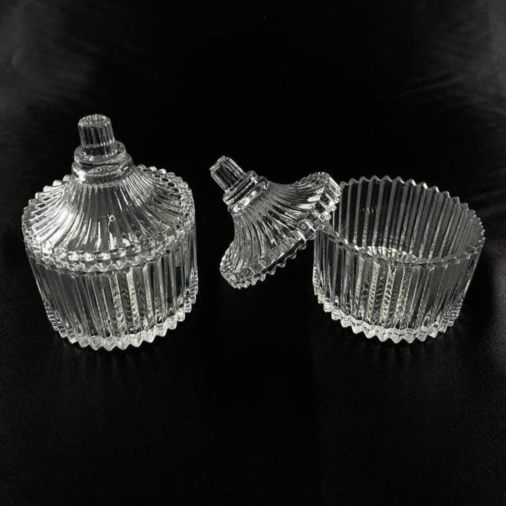 2 Pieces Glass Lid Sugar Bowl Home Kitchen Glass Bowl