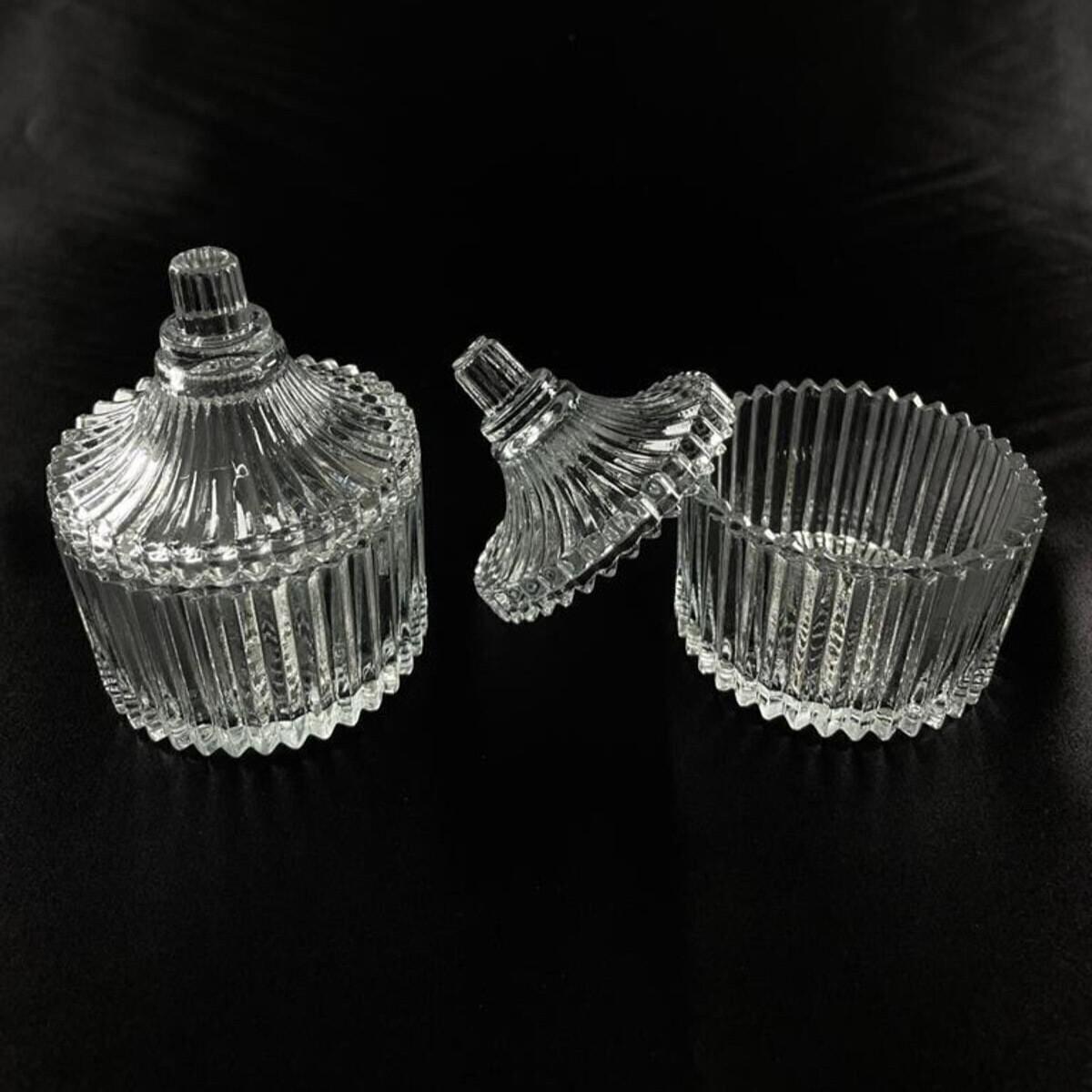 

2 Pieces Glass Lid Sugar Bowl Home Kitchen Glass Bowl Standart білий