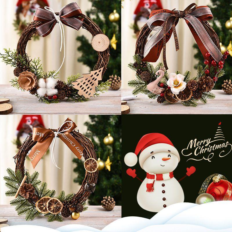 Stunning Christmas Rattan Wreath Garland For Front Door And Wall Decor With Pinecones