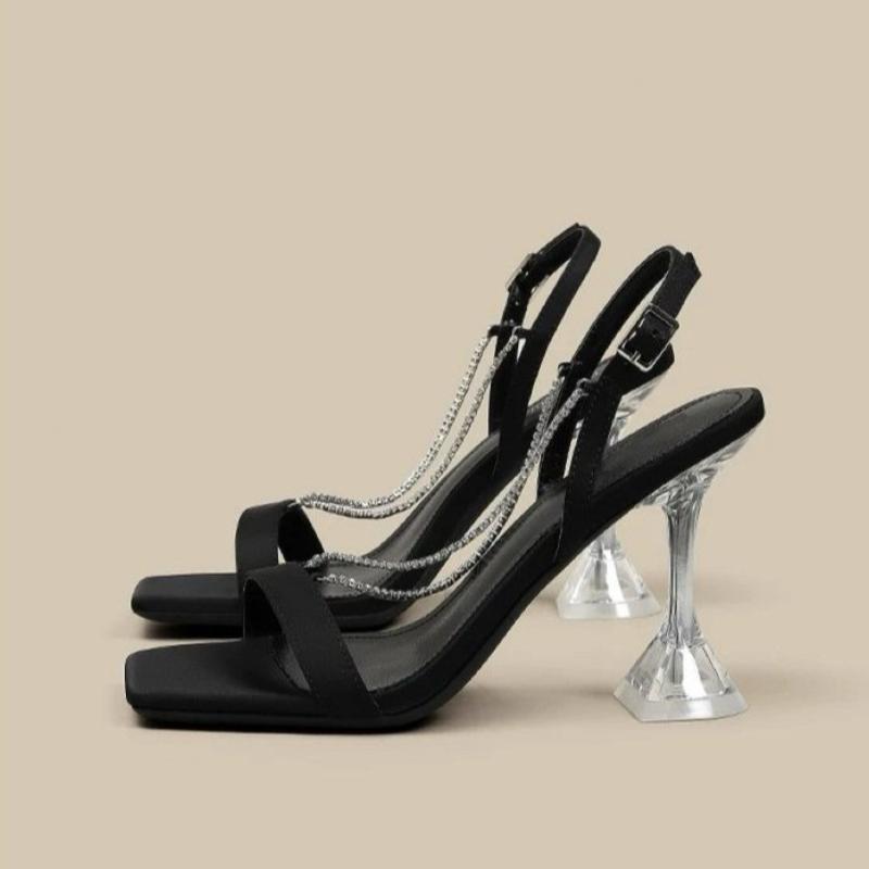 Fashion Sandals for Woman Rhinestones Summer Sexy Open Toe Footwear Thin Heels Women's Shoes Diamond Party Weddings Stiletto Sandal