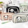 Cute Panda Pencil Cases For Kids Simplicity Solid Color Series Pencil Bag For Student High Capacity Stationery Storage Bag