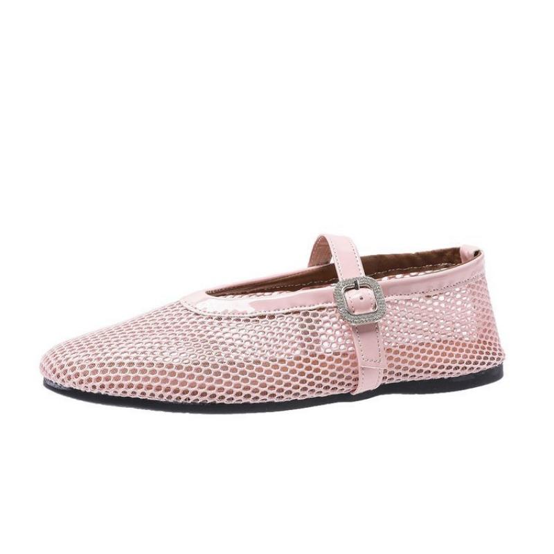 Summer New Women's Shoes Mesh Casual Sandals Women's Mesh Breathable Word Buckle Flat Bottom Cool