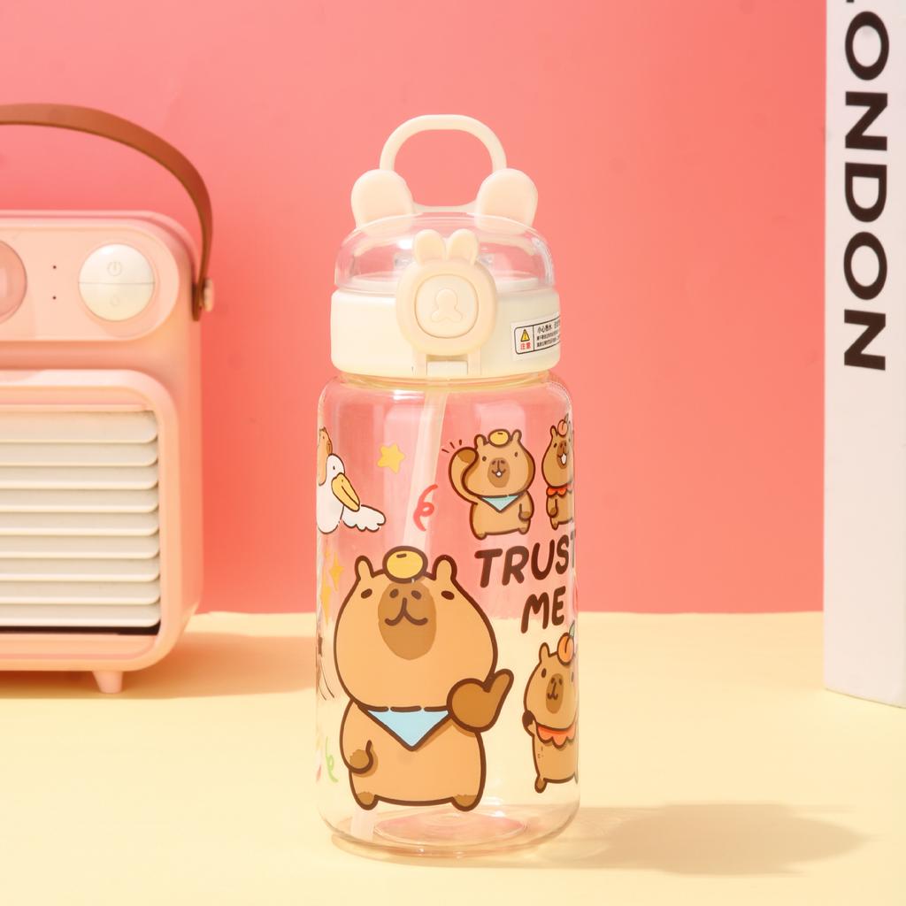 Water bottle explosion Kapibara plastic cup plastic straw cup men and women high value outdoor portable kettle children cartoon