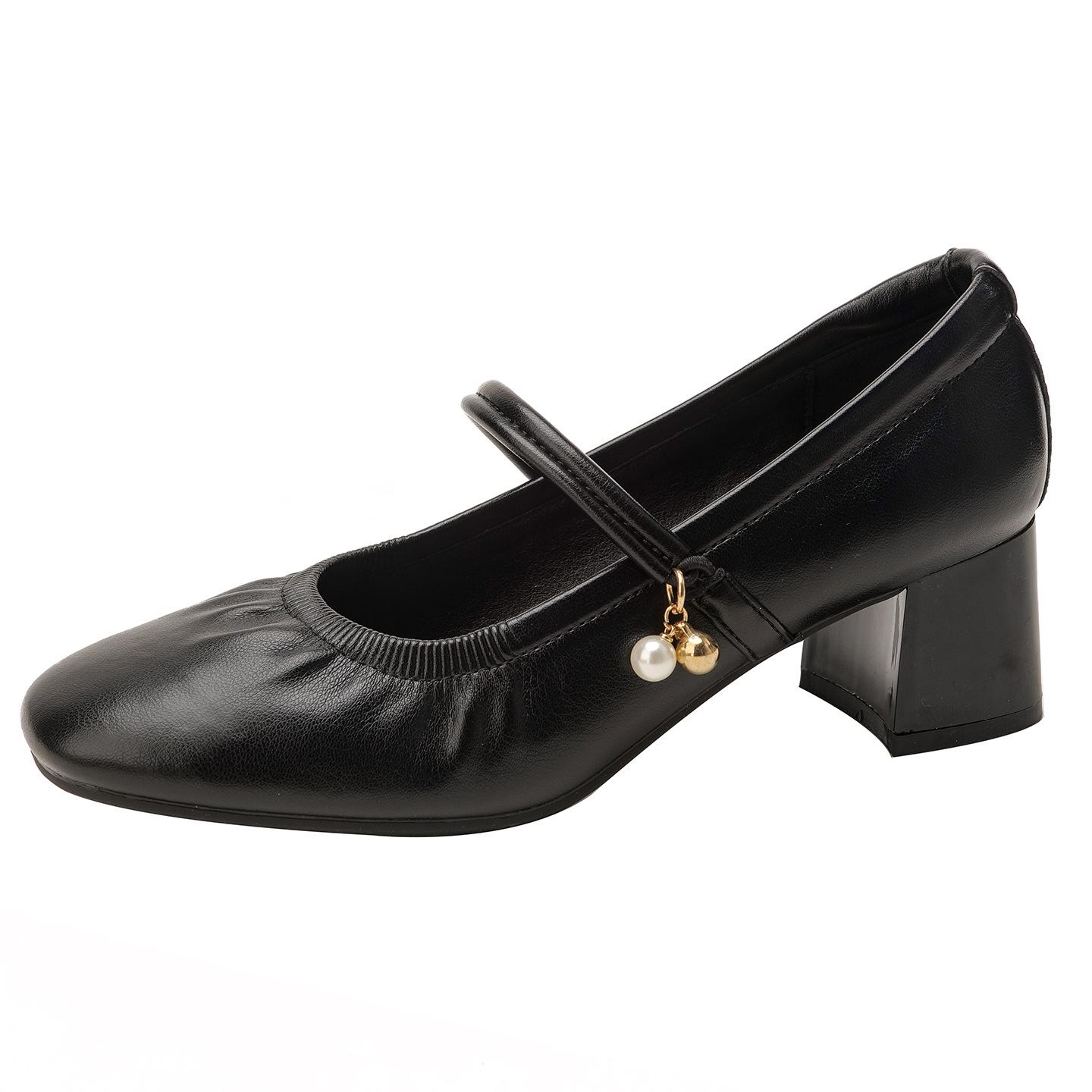 

Single shoe women 2026 Spring and Autumn new item, thick heel Mary Jane paired with cheongsam shoes for women 34 чёрный